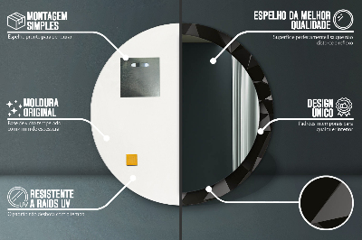 Espelho decorativo redondo Preto abstrato