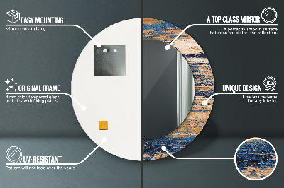 Espelho redondo decorativo Madeira abstrata