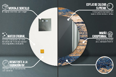 Espelho redondo decorativo Madeira abstrata