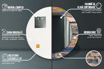 Espelho redondo decorativo Madeira abstrata