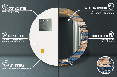 Espelho redondo decorativo Madeira abstrata