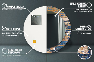 Espelho redondo decorativo Madeira abstrata