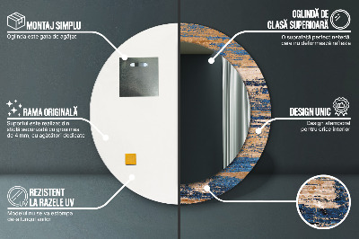 Espelho redondo decorativo Madeira abstrata