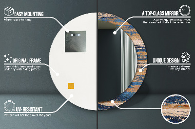 Espelho redondo decorativo Madeira abstrata