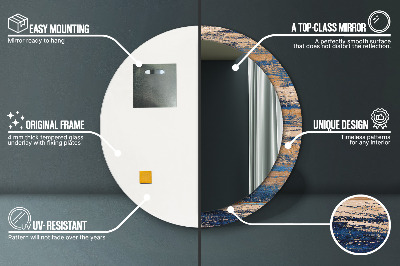 Espelho redondo decorativo Madeira abstrata