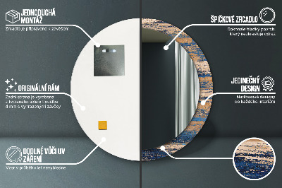 Espelho redondo decorativo Madeira abstrata