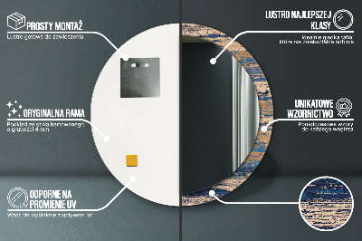 Espelho redondo decorativo Madeira abstrata