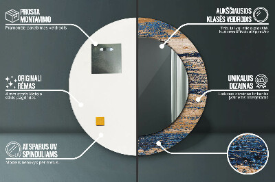 Espelho redondo decorativo Madeira abstrata