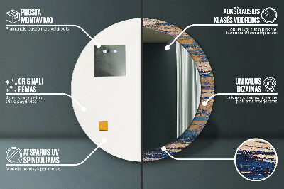 Espelho redondo decorativo Madeira abstrata