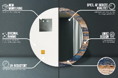 Espelho redondo decorativo Madeira abstrata