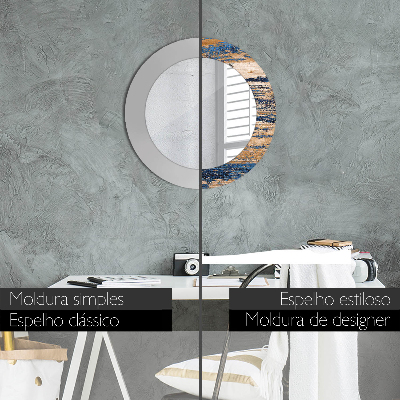 Espelho redondo decorativo Madeira abstrata