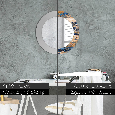 Espelho redondo decorativo Madeira abstrata