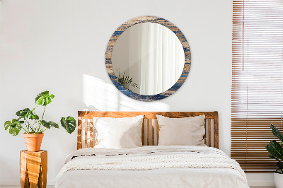 Espelho redondo decorativo Madeira abstrata