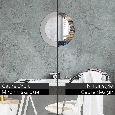 Espelho redondo decorativo Madeira abstrata