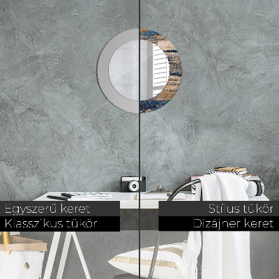 Espelho redondo decorativo Madeira abstrata