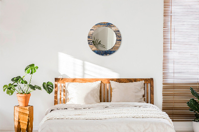 Espelho redondo decorativo Madeira abstrata