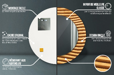 Espelho redondo decorativo Onda de madeira