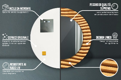 Espelho redondo decorativo Onda de madeira