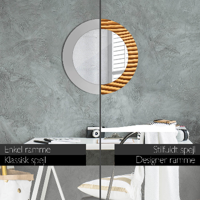 Espelho redondo decorativo Onda de madeira