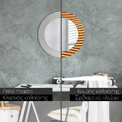 Espelho redondo decorativo Onda de madeira