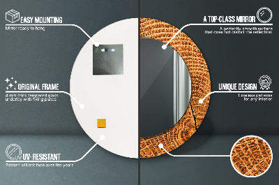 Espelho redondo decorativo Madeira de carvalho