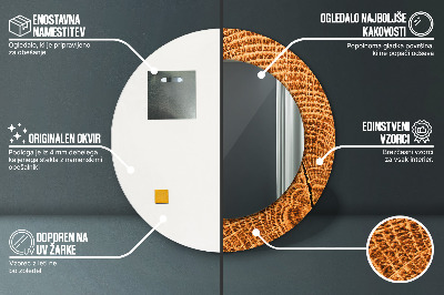 Espelho redondo decorativo Madeira de carvalho