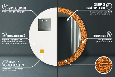 Espelho redondo decorativo Madeira de carvalho