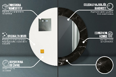 Espelho redondo decorativo Pedra de mármore