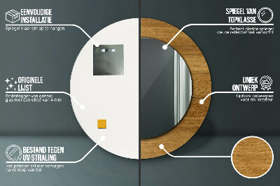 Espelho redondo decorativo Carvalho rústico