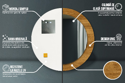 Espelho redondo decorativo Carvalho rústico