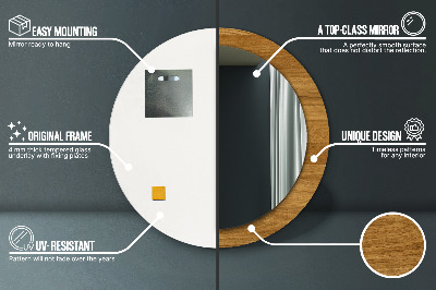 Espelho redondo decorativo Carvalho rústico