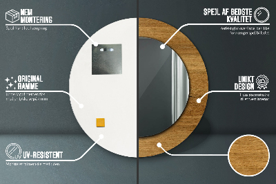 Espelho redondo decorativo Carvalho rústico