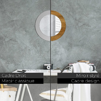 Espelho redondo decorativo Carvalho rústico