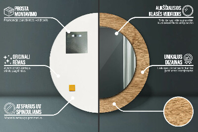 Espelho decorativo redondo Textura de madeira