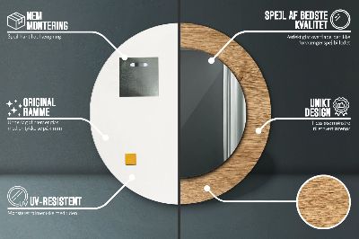 Espelho decorativo redondo Textura de madeira