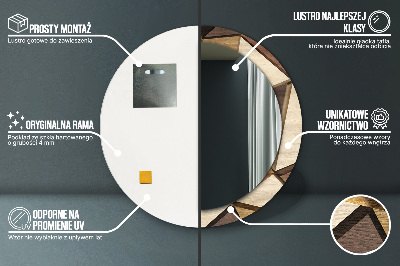 Espelho decorativo redondo Madeira 3D geométrica