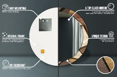 Espelho decorativo redondo Madeira 3D geométrica