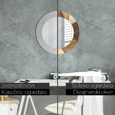 Espelho decorativo redondo Madeira 3D geométrica