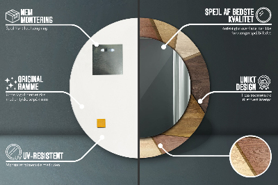 Espelho decorativo redondo Madeira 3D geométrica