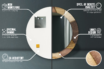 Espelho decorativo redondo Madeira 3D geométrica