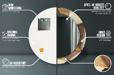 Espelho decorativo redondo Madeira 3D geométrica