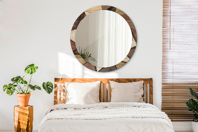 Espelho decorativo redondo Madeira 3D geométrica