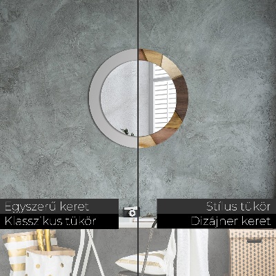 Espelho decorativo redondo Madeira 3D geométrica