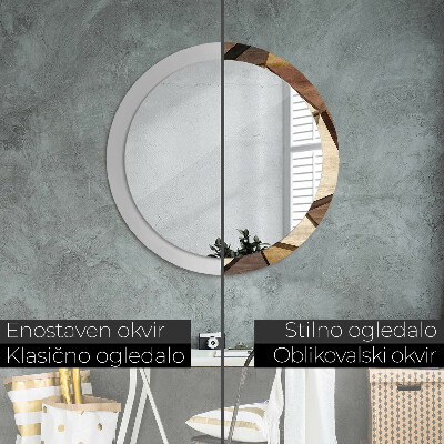 Espelho decorativo redondo Madeira 3D geométrica