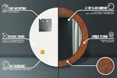 Espelho redondo decorativo Metal enferrujado