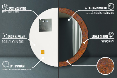 Espelho redondo decorativo Metal enferrujado