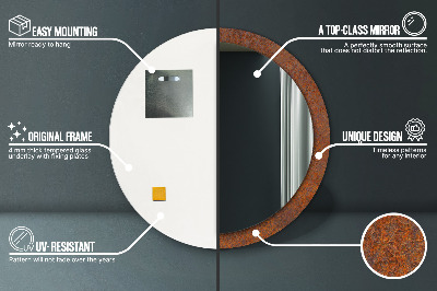 Espelho redondo decorativo Metal enferrujado