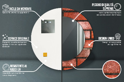 Espelho decorativo redondo Tijolo vermelho