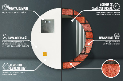 Espelho decorativo redondo Tijolo vermelho