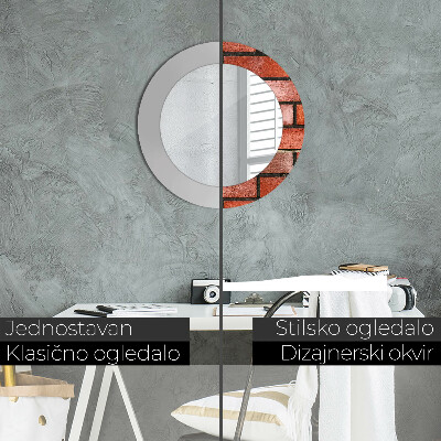 Espelho decorativo redondo Tijolo vermelho